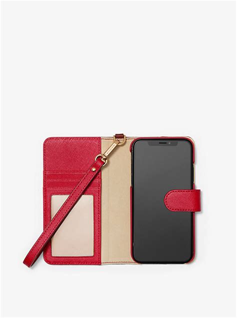 michael kors xr case|Saffiano Leather Wristlet Folio Case for iPhone XR .